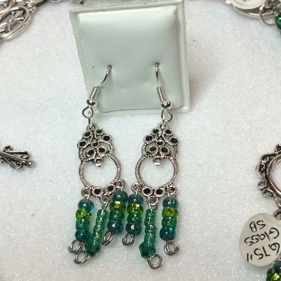 FINAL SALE PRICE Lia Rosa Sea Green Woven Jewelry Set - Picture 2 of 5
